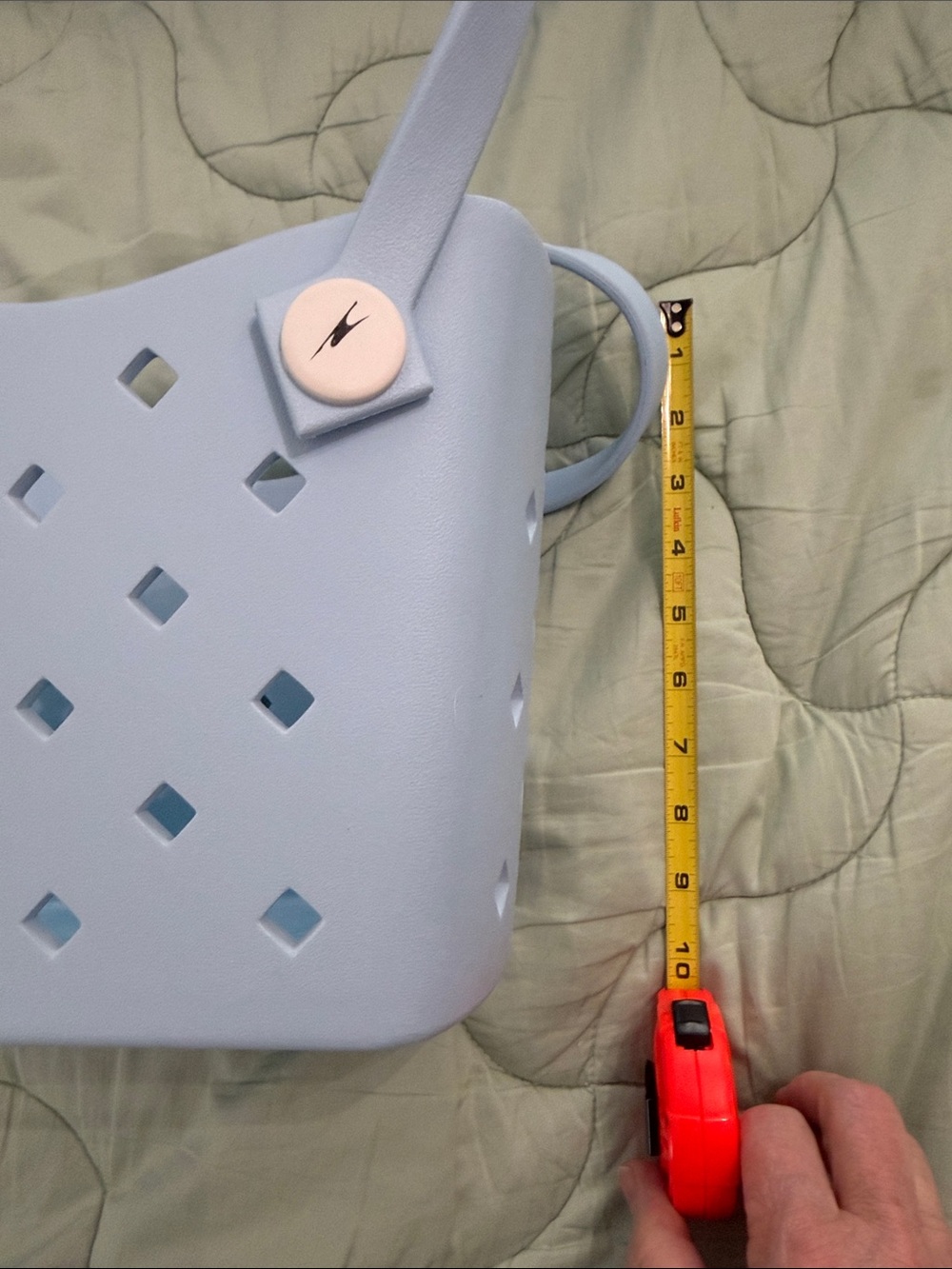 Pastel Blue Women's Tote with Diamond Cutout Detail - Picture 2 of 11